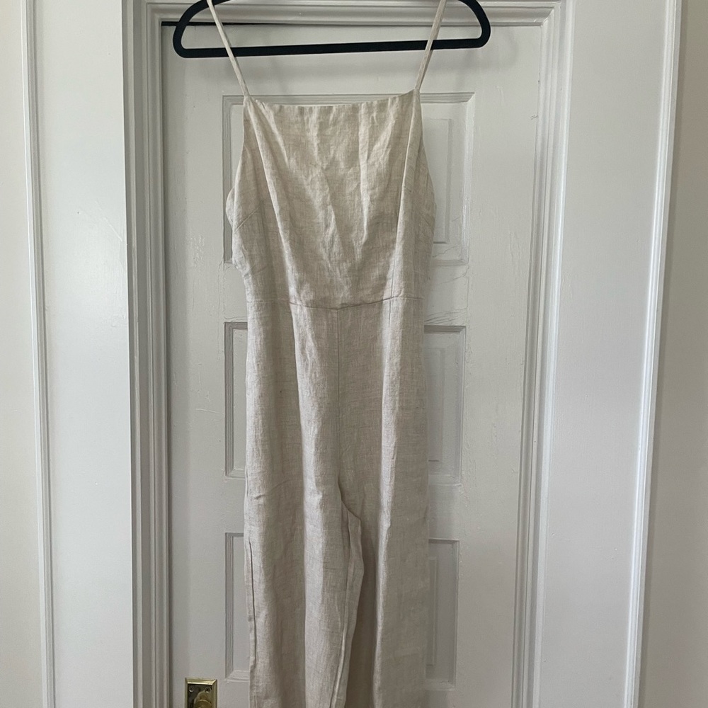 H&M Cream Linen Strappy Jumpsuit - Picture 2 of 5
